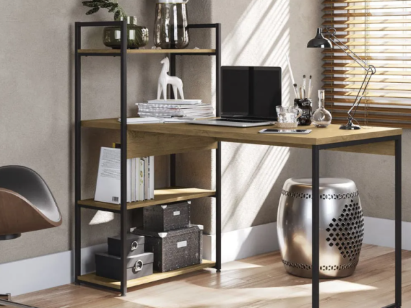 Como transformar seu quarto em um escritório moderno com uma mesa industrial?