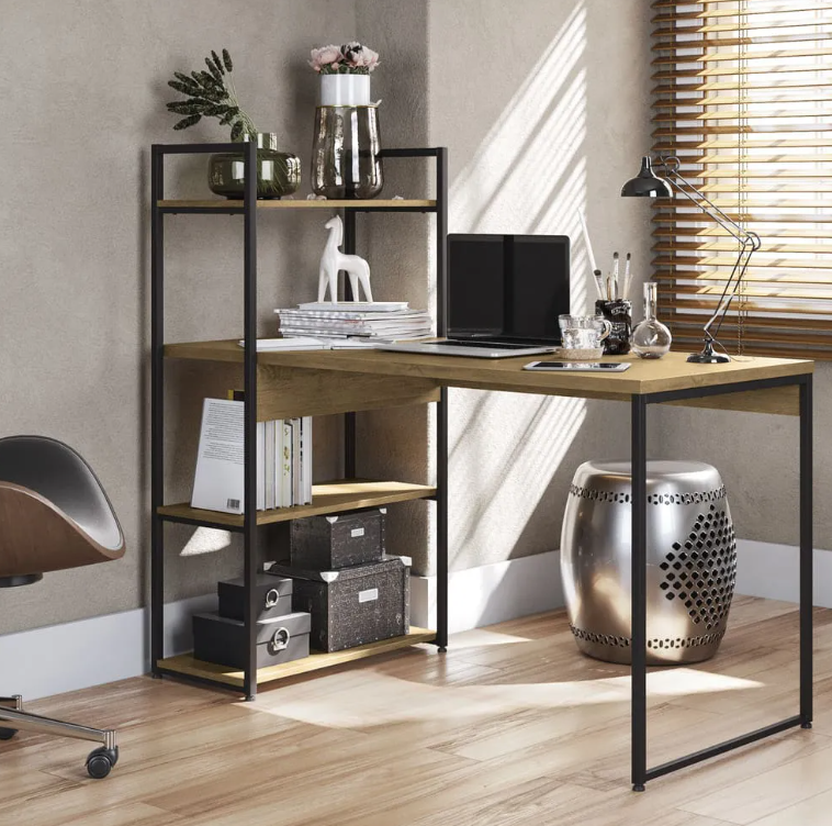 Como transformar seu quarto em um escritório moderno com uma mesa industrial?