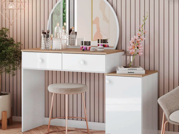 Penteadeira com gavetas e espelho: como otimizar o espaço e guardar tudo em ordem?