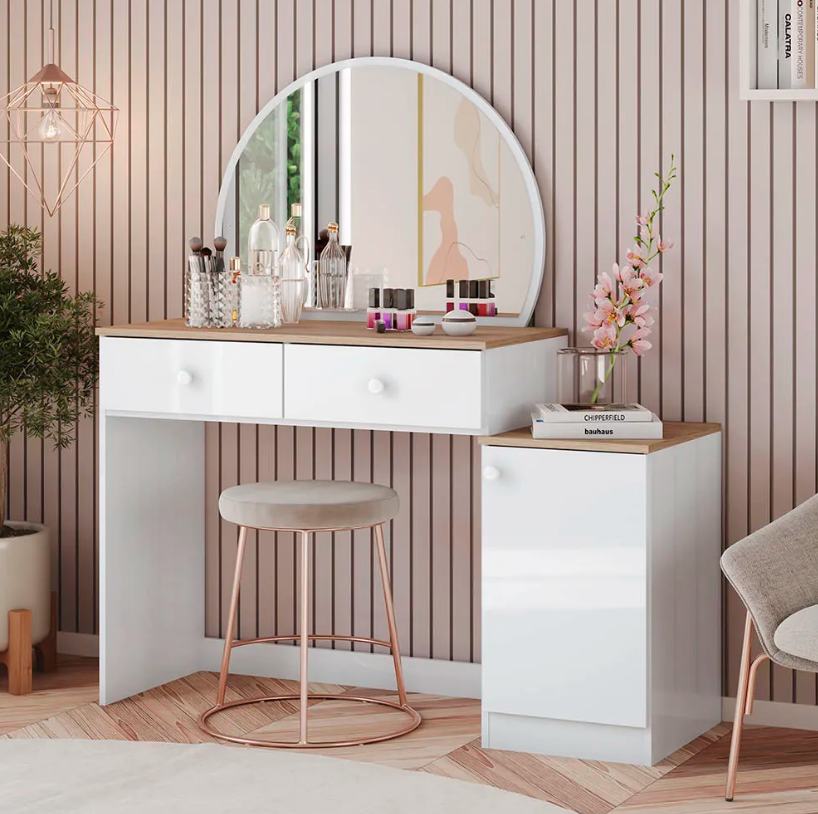 Penteadeira com gavetas e espelho: como otimizar o espaço e guardar tudo em ordem?