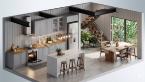 cozinha americana provençal henn lojaveneza em vista 3d
