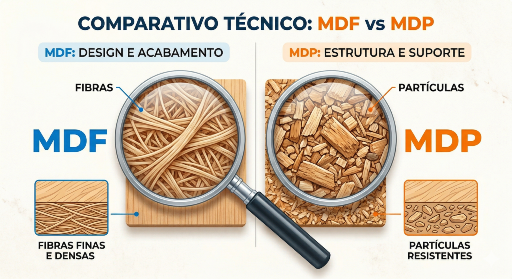 Comparativo técnico entre madeira MDF e MDP para móveis