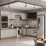 cozinha modulada connect 100% MDF - ambientada modelo de canto loja veneza - marca henn